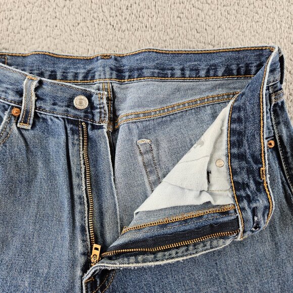 Levis Jeans Mens 36x30 Blue 505 Straight Leg Denim Work Pants - Picture 5 of 16